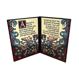 Vintage Seriglass Yorkraft, Stained Glass Two Panel Arabian, Proverb Friendship